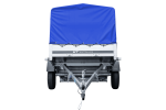 Auto Anhänger 230x125 Garden Trailer 230 KIPP Unitrailer 750 kg mit Stützrad, blauer Hochplane und Hochspriegel – Bild 4
